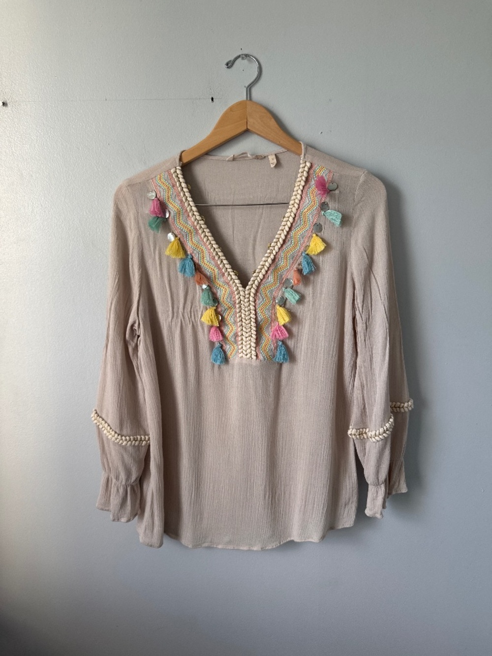 Soft surroundings beige boho tunic top